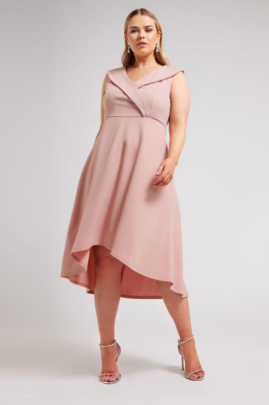 YOURS LONDON Plus Size Pink Tuxedo Style Dress | Yours Clothing 2