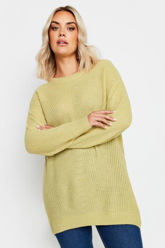 YOURS Plus Size Light Green Essential Long Sleeve Knitted Jumper | Yours Clothing 2