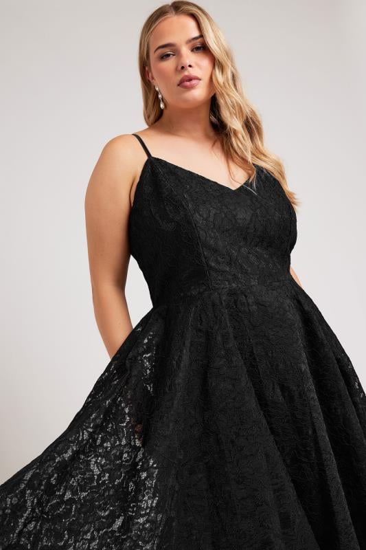 YOURS LONDON Plus Size Black Lace Midi Dress | Yours Clothing 1