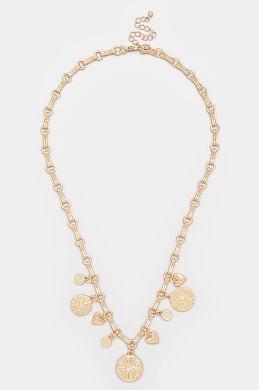 Gold Tone Pendant Charm Necklace