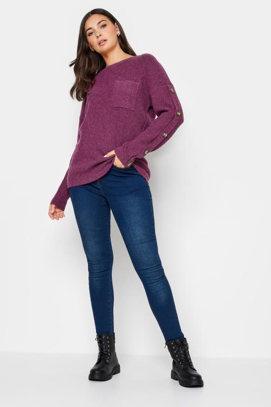 LTS Tall Purple Button Long Sleeve Jumper | Long Tall Sally  2