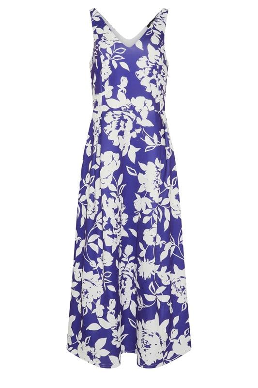 LTS Tall Women's Navy Blue Floral Pleated Midi Dress | Long Tall Sally 5