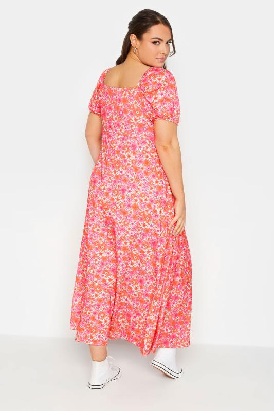 Yours Curve Plus Size Pink Floral Wrap Maxi Dress | Yours Clothing  3