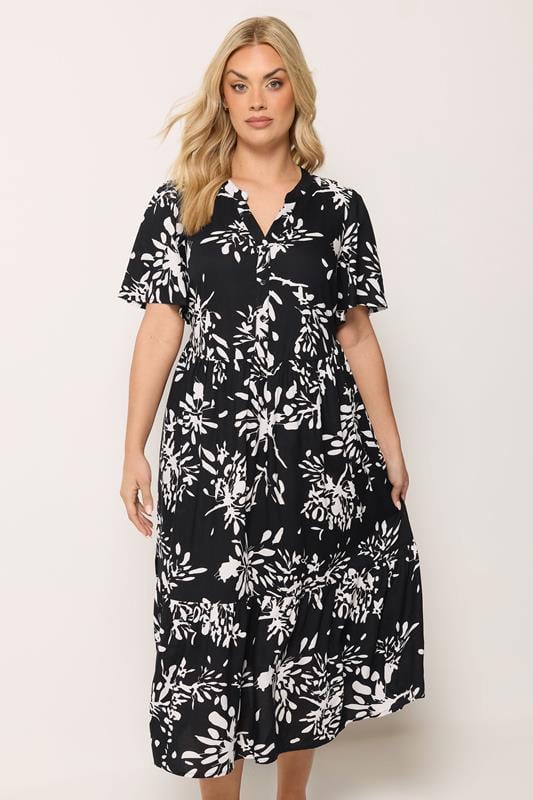  YOURS Curve Black Abstract Placket Dress