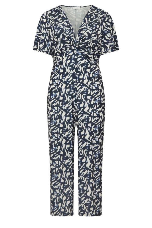 YOURS LONDON Plus Size Black Abstract Print Knot Front Jumpsuit | Yours Clothing 5