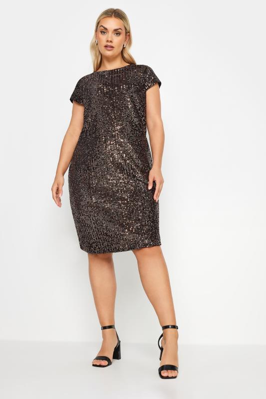 Plus Size  YOURS Curve Black Sequin Embellished Velvet Midi Dress