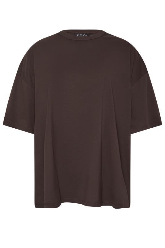 YOURS Plus Size Chocolate Brown Boxy Oversized T-Shirt | Yours Clothing  5