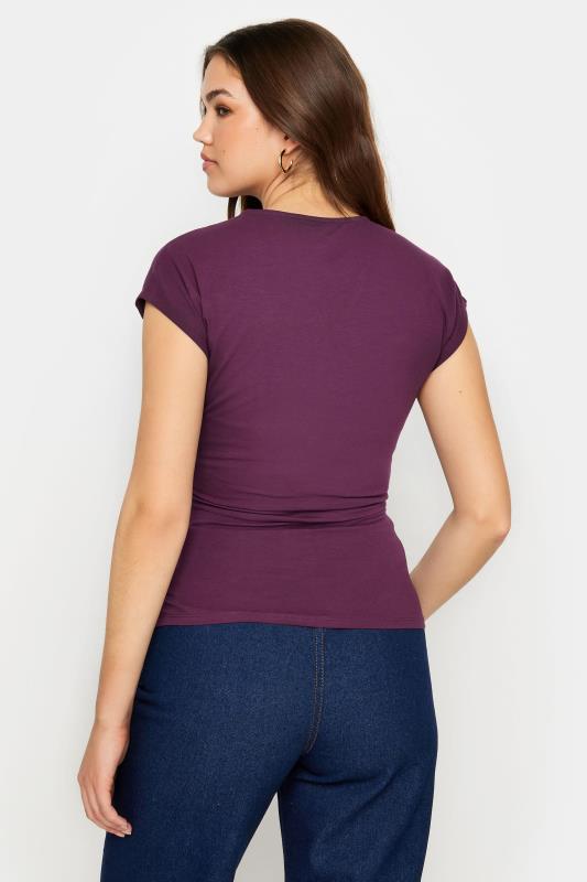 LTS Tall Women's Purple Short Sleeve Wrap Top | Long Tall Sally  3