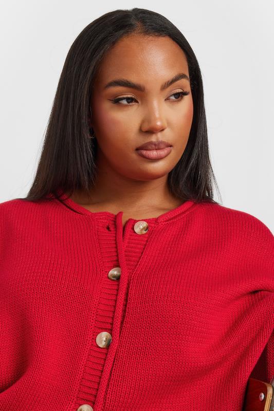 YOURS Plus Size Red Button Up Cardigan | Yours Clothing  5