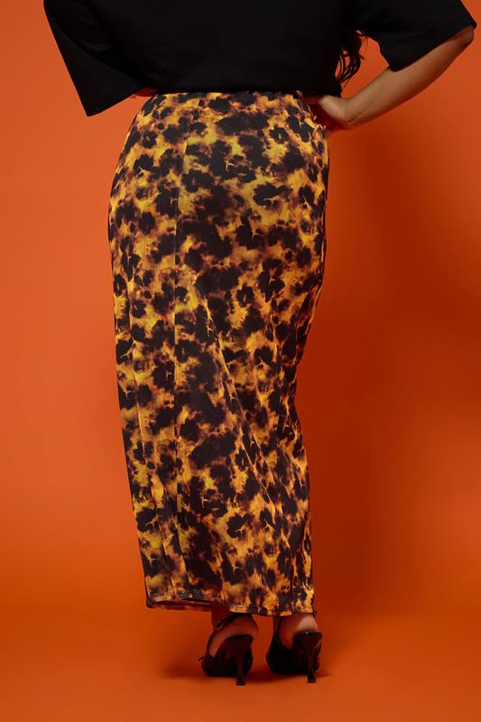 LIMITED COLLECTION Plus Size Orange Tortoise Shell Mesh Skirt | Yours Clothing 3