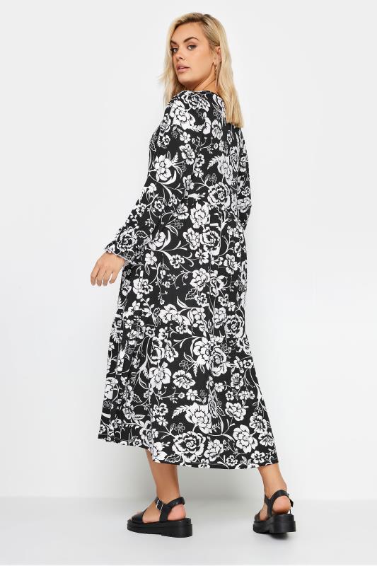 YOURS Plus Size Black Floral Print Midaxi Dress | Yours Clothing 3