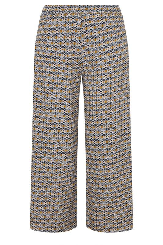 YOURS Plus Size Natural Brown Geometric Textured Wide Leg Trousers | Yours Clothing 5