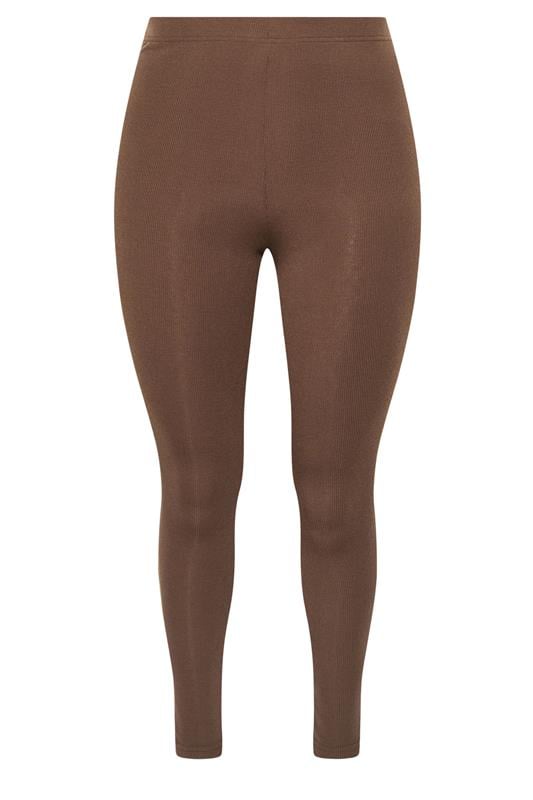 YOURS Plus Size Brown Ribbed Leggings | Yours Clothing 5