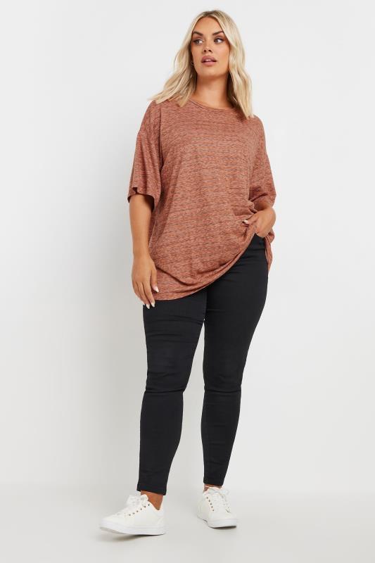 YOURS Plus Size Orange Striped Oversized Top | Yours Clothing 2