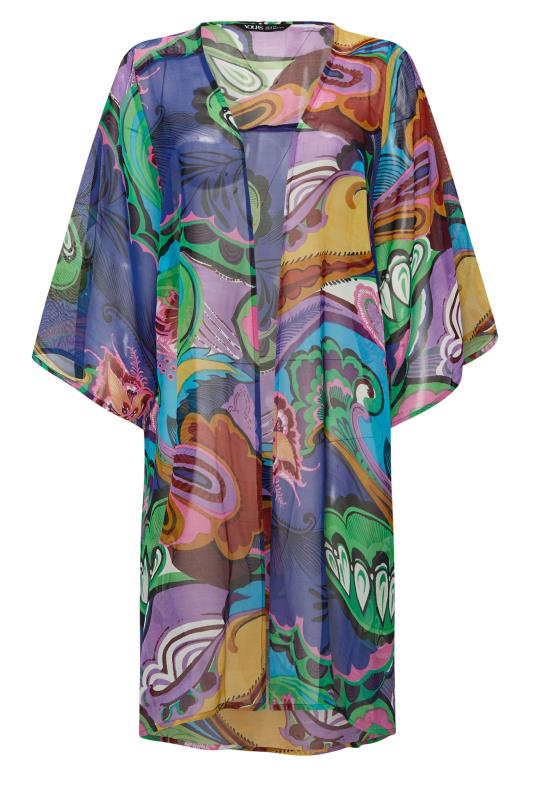 YOURS Plus Size Blue Abstract Print Beach Shirt | Yours Clothing 5