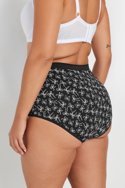 YOURS Plus Size 5 PACK Black & Pink Bow Print Full Briefs | Yours Curve  4