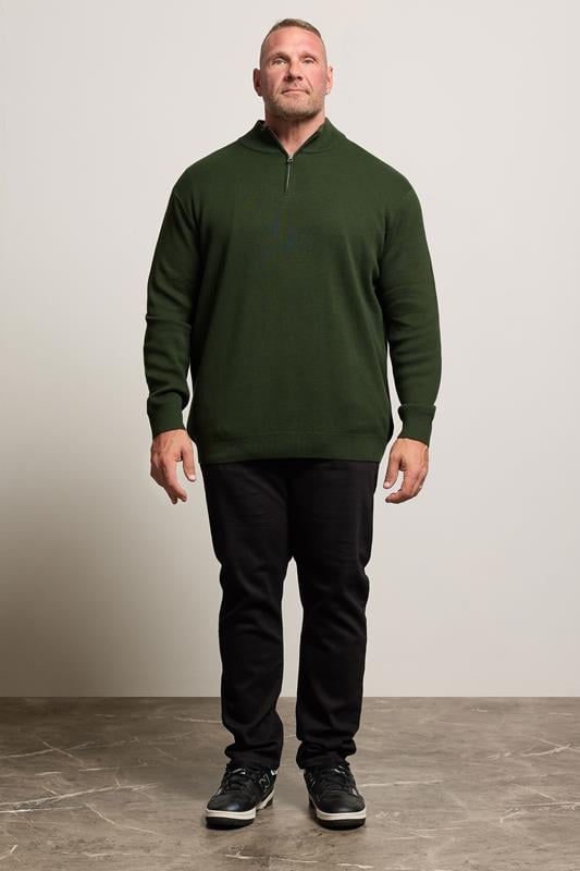 BadRhino Big & Tall Duffel Green Milano Quarter Zip Jumper | BadRhino 2