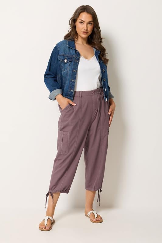  YOURS Curve Pink Cropped Cargo Trousers