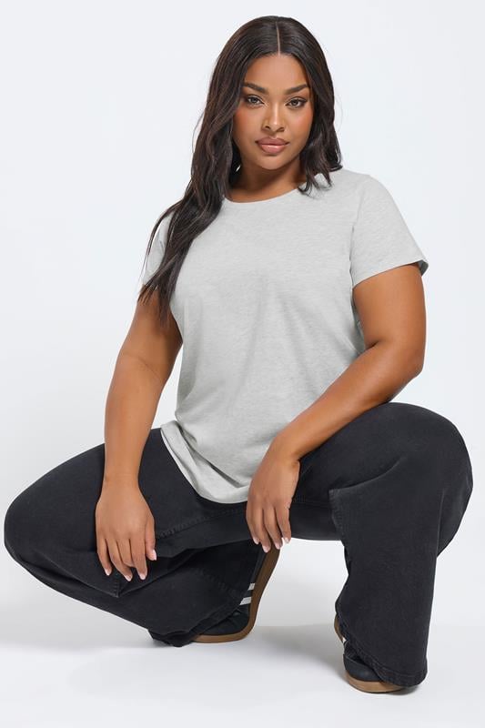  YOURS Curve Grey Marl Core T-Shirt