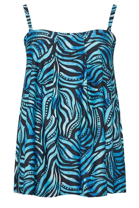 YOURS Plus Size Blue Pacific Abstract Print Tankini Top | Yours Clothing 7