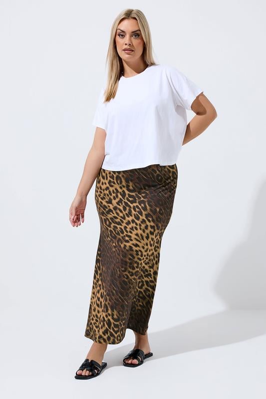  LIMITED COLLECTION Curve Brown Maxi Leopard Print Skirt