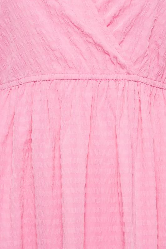 YOURS Plus Size Pink Textured Wrap Top | Yours Clothing 6