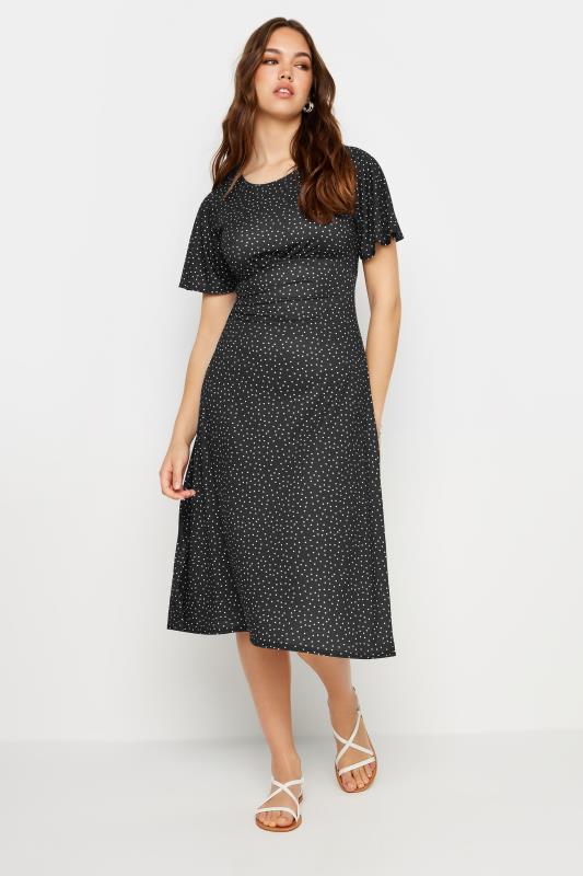 LTS Tall Women's Black Spot Print Midi Dress | Long Tall Sally 2