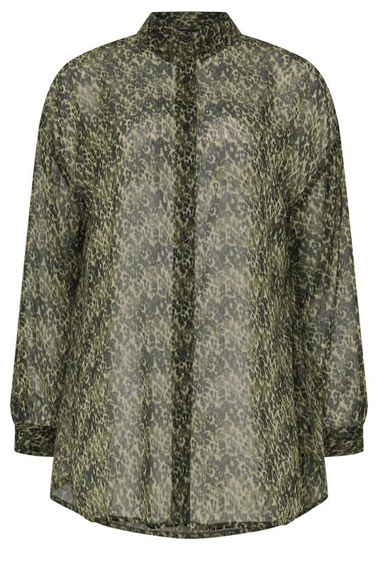 YOURS Plus Size Green Animal Print Shirt | Yours Clothing 5