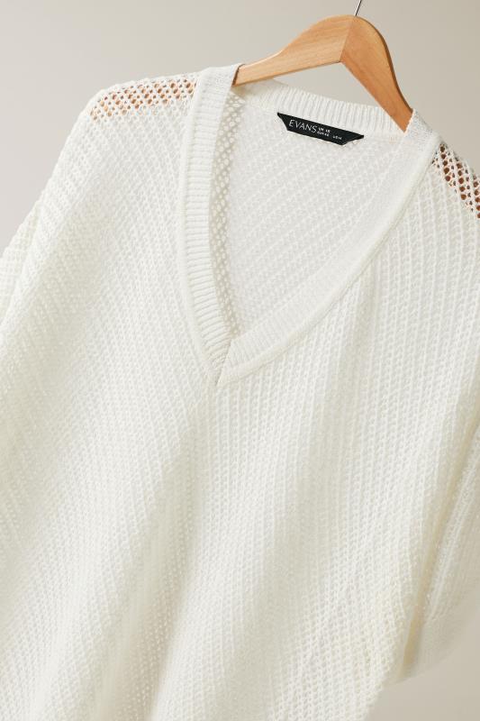 EVANS Plus Size White Tape Yarn Jumper | Evans  7