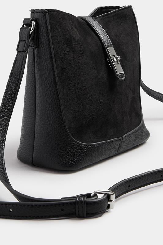 Black Faux Suede Cross Body Bag | Yours Clothing 4
