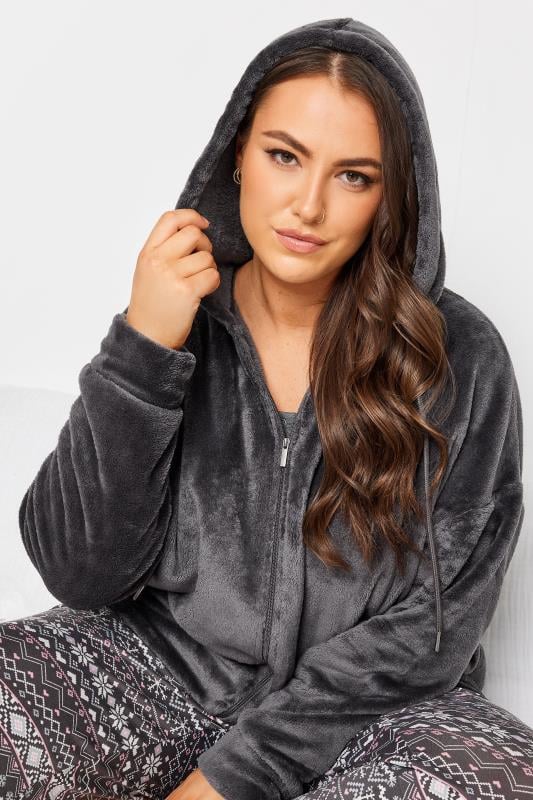 YOURS Plus Size Charcoal Grey Soft Touch Lounge Hoodie | Yours Clothing 5