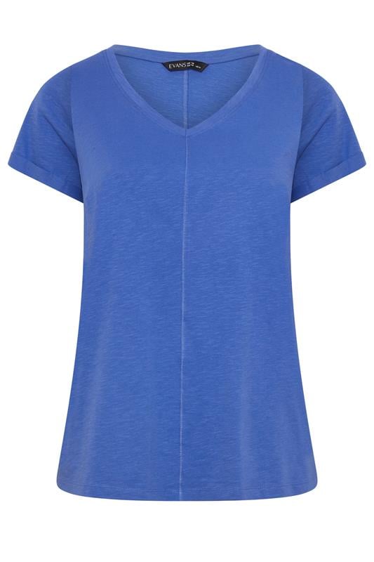 EVANS Plus Size Cobalt Blue Cotton T-Shirt | Evans 5