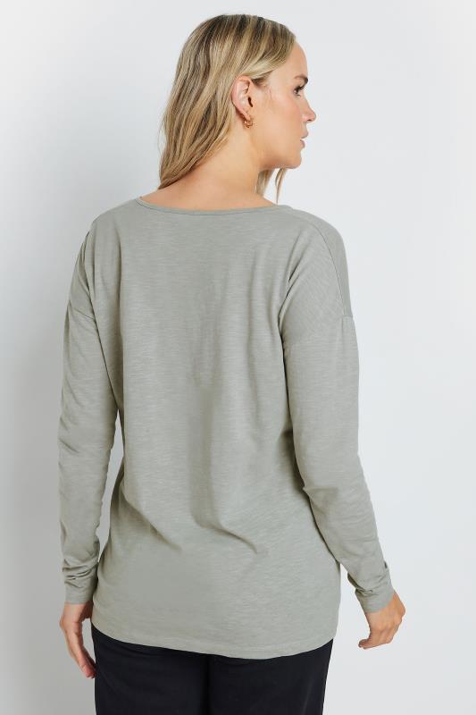 LTS Tall Light Grey V-Neck Long Sleeve Cotton T-Shirt | Long Tall Sally 4