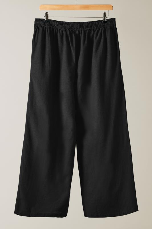 EVANS Plus Size Black Linen Trousers | Evans  6