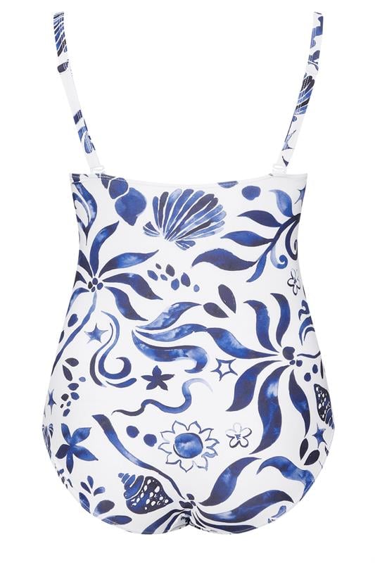 YOURS Plus Size White Abstract Floral Print Swimsuit | Yours Clothing 8