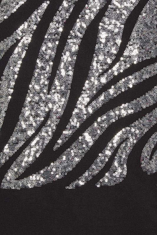 YOURS Plus Size Black Zebra Print Sequin Vest Top | Yours Clothing 6