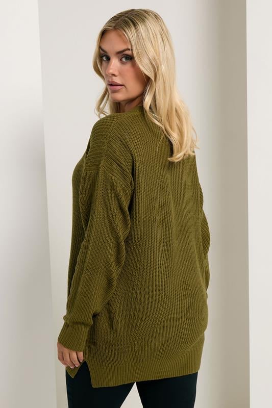 YOURS Plus Size Olive Green Drop Shoulder Jumper | Yours Clothing 5