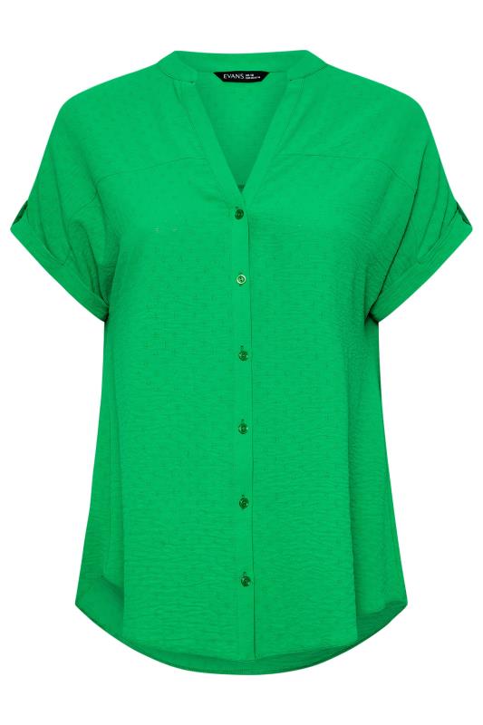 EVANS Plus Size Green Short Sleeve Blouse | Evans 5