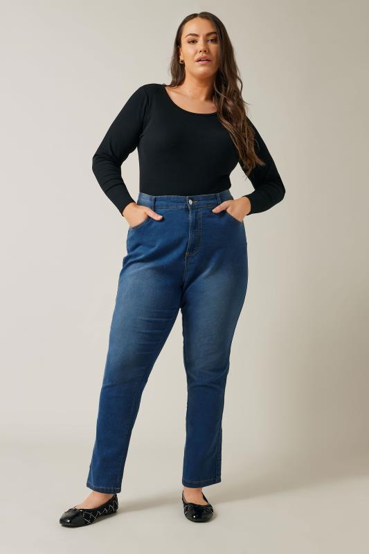 EVANS Plus Size Curve Fit Blue Mid Wash Skinny Jeans | Evans 2