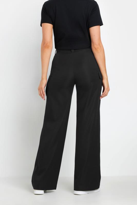 LTS Tall Women's Black Belted Wide Leg Cargo Trousers | Long Tall Sally 4