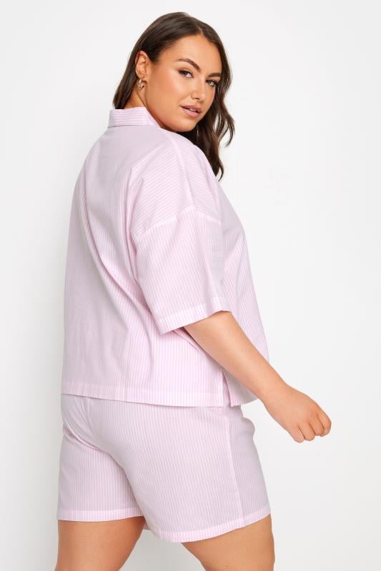 YOURS Plus Size Pink Stripe Pyjama Shorts | Yours Clothing 4