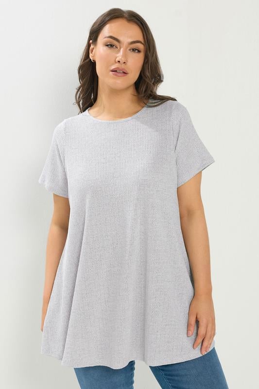  YOURS Curve Light Grey Ribbed Swing Top