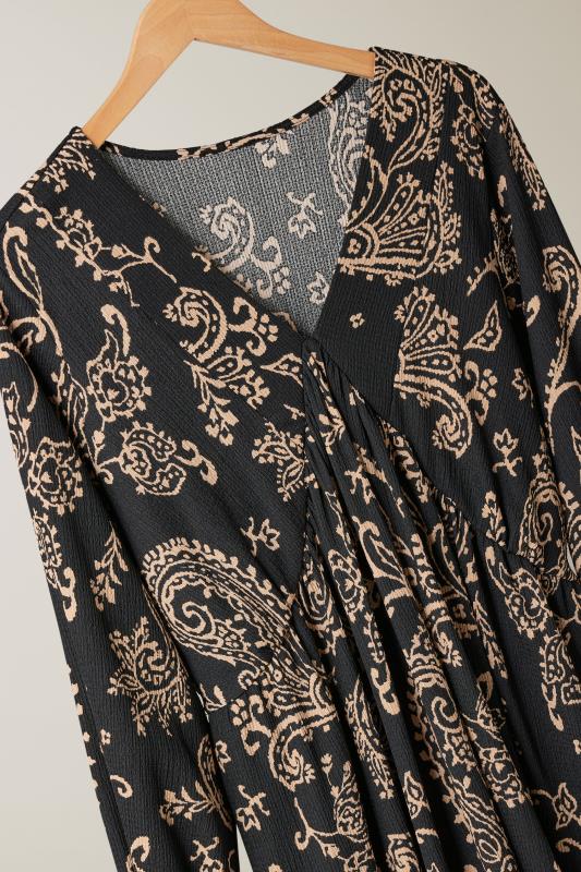 EVANS Plus Size Black Paisley Print Crepe Midi Dress | Evans 6