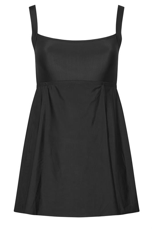 YOURS Plus Size Black Square Neckline Tummy Control Swim Dress | Yours Clothing 7