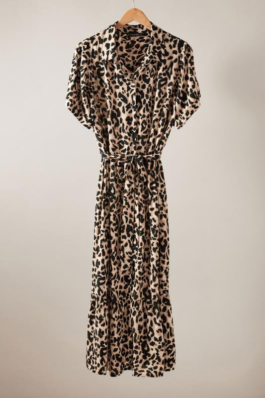 EVANS Plus Size Brown Leopard Print Midi Shirt Dress | Evans 5