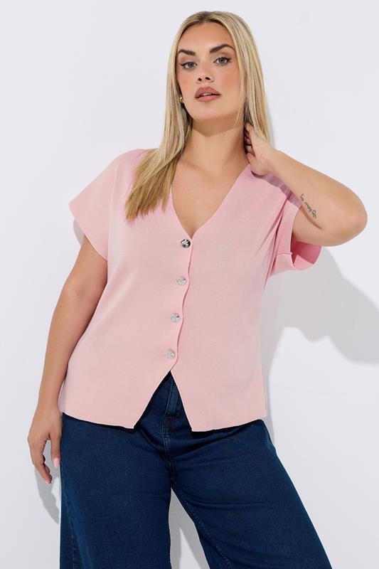 LIMITED COLLECTION Curve Light Pink Short Sleeve Compact Knitted Top