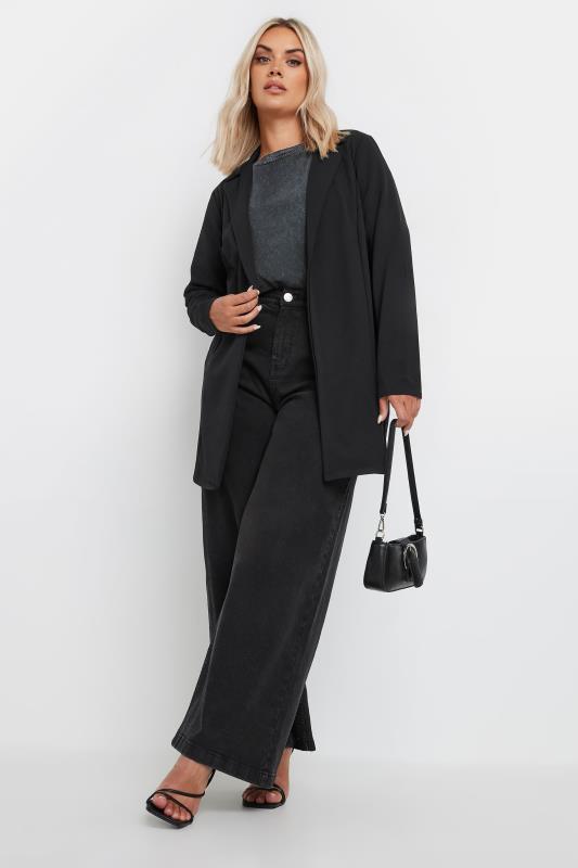 YOURS Curve Plus Size Black Longline Blazer | Yours Clothing 2