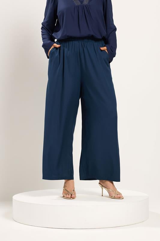  Yours Niimee Navy Blue Wide Leg Trousers