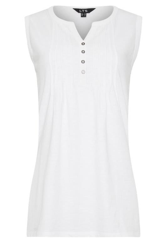 LTS Tall Women's White Cotton Henley Vest Top | Long Tall Sally 5