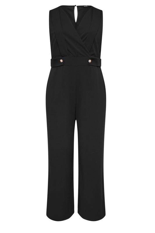 YOURS LONDON Plus Size Black Sleeveless Wide Leg Jumpsuit | Yours Clothing 5